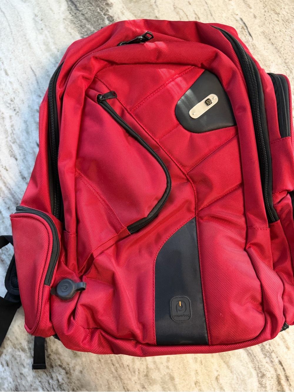 👉🔥🔋Powerbag Designed By Ful: USB-Charging Backpack, Laptop Sleeve, Red, A+.